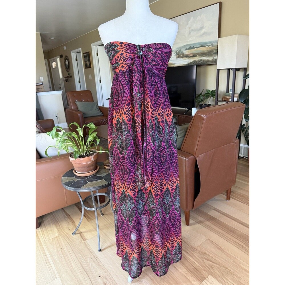 Xhilaration Purple Strapless Halter Maxi Dress Sz M Y2K Boho Whimsigoth
